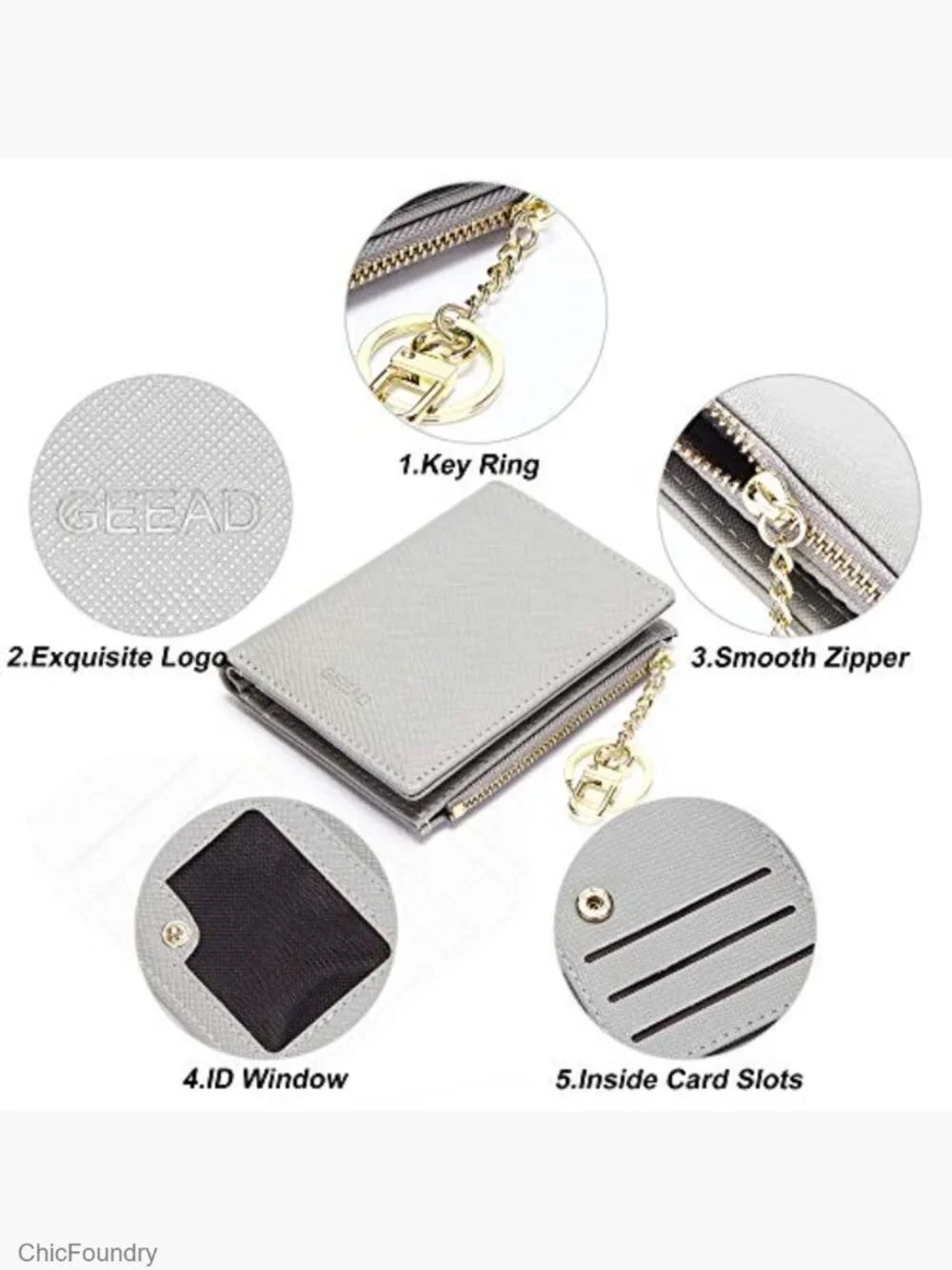 Bifold Slim Wallet Zipper Coin Purse Card Holder Women